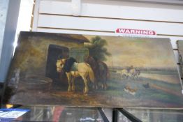 Two unframed Edwardian oil on canvas, one depicting cattle, the other equines, signed J.W. Brook, 19