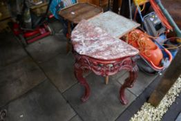 Two small bamboo occasional tables and one other table