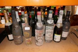 A large selection of vintage wines, Martini, Port, etc