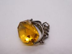 Antique pendant seal with amber glass cut stone
