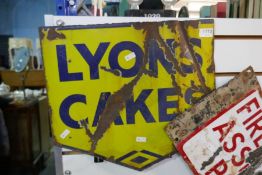 Vintage Lyons Cakes sign and Fireguard Assembly Point example