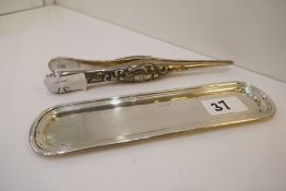 Silver Victorian glove stretcher with ornate, embossed detail hallmarked London 1896 Mappin and Webb