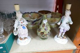 A selection of Victorian/ Edwardian figures, bowls and vases, some stamped Doulton
