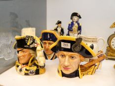 Three Royal Doulton Lord Nelson character jugs and 3 other items