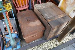 Two old trunks containing china and similar