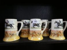 Five identical Royal Doulton tankards for Grand National Coronation year 1937
