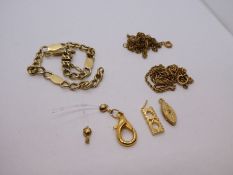 Collection of 9ct scrap gold includes bracelet, necklace, etc all AF
