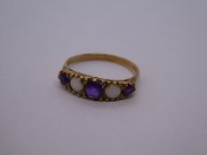 9ct yellow gold Opal and Amethyst dress ring, marked 375, size R, 2.3g approx