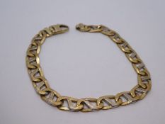 9ct yellow gold two tone yellow gold bracelet approx.18.9g 22cm