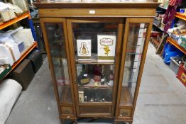 Edwardian mahogany inlaid floor standing display cabinet