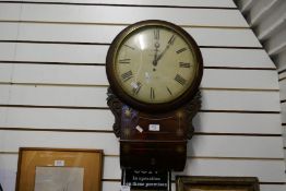 Mahogany and brass inlaid dial wall clock by J.Eames, Broad St, Bath, the dial 12 inches
