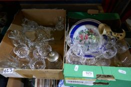A box of various crystal items including Brandy tumblers, sherry, etc