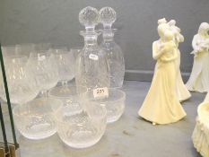 Waterford "Colleen", a pair of decanters and a set of 4 finger bowls