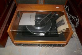 A vintage Dynatron record player with matching speakers