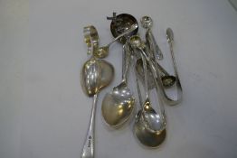A quantity of silver flatware to include a silver Victorian windmill spoon Sheffield 1900 with the i