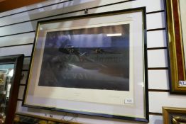 A framed and glazed pencil signed print entitled "Calling Starlight" and a framed map