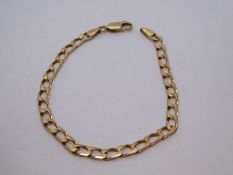 9k yellow gold curb link bracelet, marked 9ct, approx 6.2g, 19cm