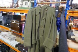 Two vintage Military coats and vintage RAF uniform