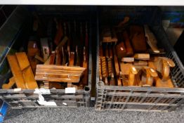 Two crates containing boxwood carpenter's planes