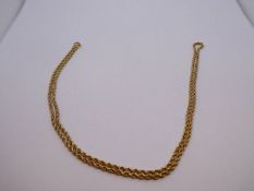 9ct yellow gold rope twist design neckchain, marked 375, 2.0g approx