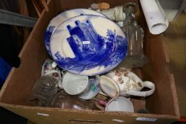 Box mixed ceramics including Crested china, decanter Rochester Castle, etc