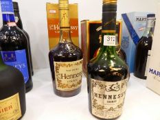 Hennessy Cognac, 3 bottles to include a 24 fl oz example and a XO example