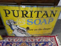 Puritan Soap, an old enameled Iron advertising sign, 92 x 61cm