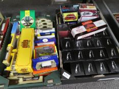 Two trays of Lledo, Corgi and Atlas boxed vehicles including quantity of Jaguar vehicles