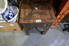 Three boxes of mixed china and glassware, including a small Middle Eastern style table