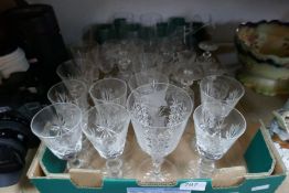 Selection of cut crystal glasses inclduing a mixture of sizes from port to wine