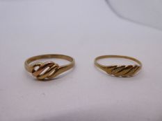 Two 9ct yellow gold rings, both marked 375, size U, 3.4g approx
