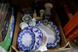 A box of mixed china and ceramics, including Wedgwood, etc