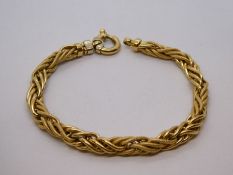 18ct yellow gold rope twist design bracelet, 21cm marked 18K, 16.6 grams approx