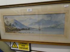 Edwin Aaron Penley; a watercolour of mountainous landscape, signed and dated 18329, 51.5 x 16cm