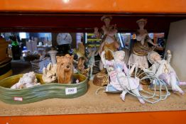 A selection of some figures including Sylvac, collectors plates, capodimonte, etc