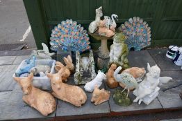 A large quantity of garden ornaments, mainly animals and sundry