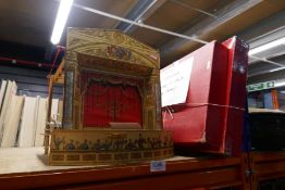 Vintage toy theatre, 'Pollocks Theatre' and 2 boxes of props etc