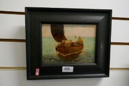 A small overpainted print bearing signature of Lionel Walden and one other oil painting of seated ma