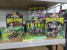 Bandai Power Rangers, 6 sets to include Dragon-Zord, Megazord, etc and plastic vintage car transport