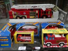 Shelf of vintage Lone Star and other Fire Engines