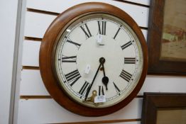 A wooden cased wall clock possible shop or post office with another