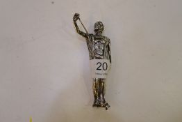 A heavy silver figure looking up. Hallmarked London 1950 Goldsmiths and Silversmiths Co Ltd. 12cm hi