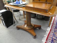 A Victorian Mahogany oblong hall table on turned pillar & spread base 123cm