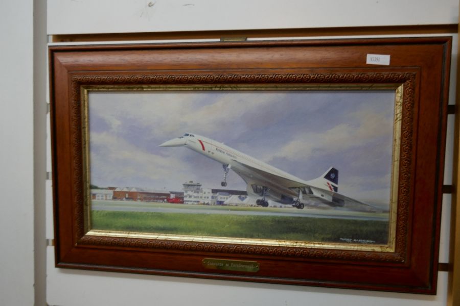 A selection of prints and paintings depicting aircraft, some pencil signed, one depicting Concorde - Image 2 of 4