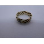 9ct bi-coloured wedding ring, size R, 6.1g approx, marked 375. Gold content value estimate given at