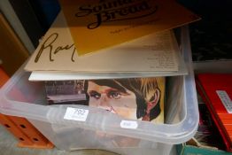 A box of vinyl LPs including Bread, Glen Campbell and Roy Orbison