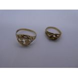 Two 9ct yellow gold dress rings, size T and N, both marked 375, 4.1g approx. Gold content value esti
