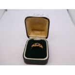 Antique 18ct yellow gold sapphire and diamond ring, marked 18, maker L & W, size O, 3g approx, in a