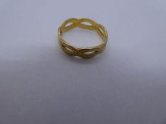 22ct yellow gold wedding band, size K, marked 22, 2.4g approx. Gold content value estimate given at