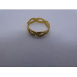 22ct yellow gold wedding band, size K, marked 22, 2.4g approx. Gold content value estimate given at